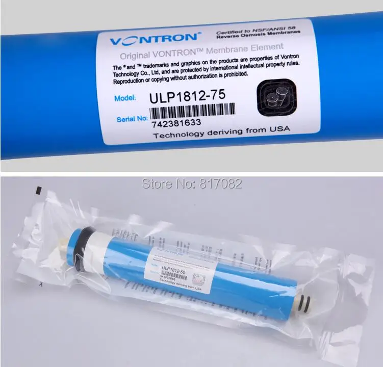 Vontron ULP1812 75 фильтр для жилой воды gpd RO мембрана NSF используемая системы обратного