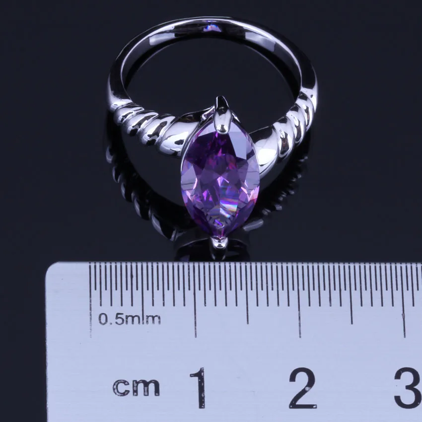Чудесный маркиз фиолетовый кубический циркон кольцо из стерлингового серебра 925
