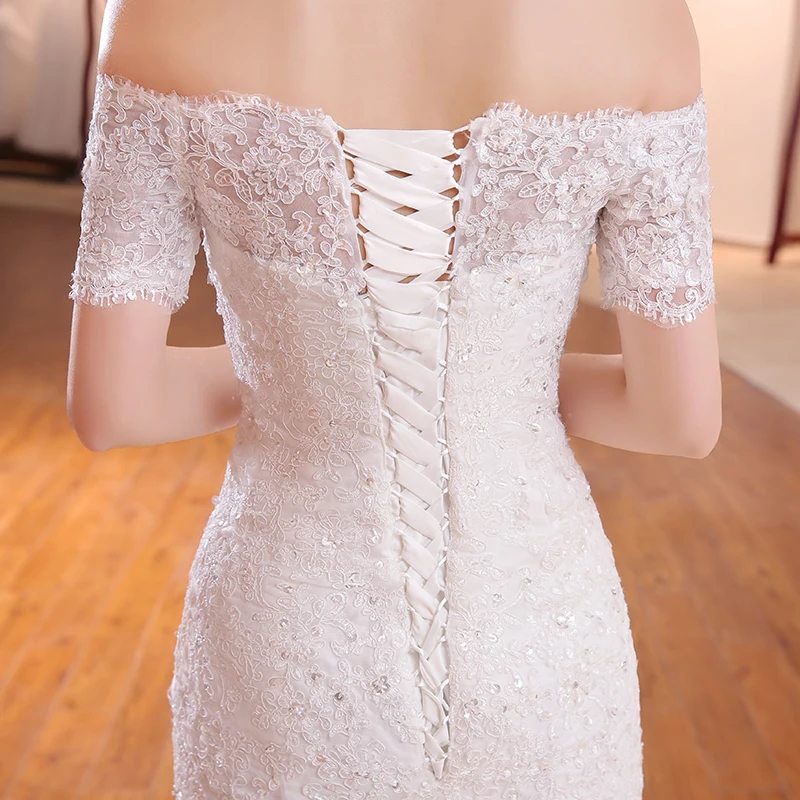 Real Photo Sexy Mermaid Lace Wedding Dress Elegant Boat Neck Sweep Train Trumpet Dress Beading Appliques Sequins Bride Dress 20
Real Photo Sexy Mermaid Lace Wedding Dress Elegant Boat Neck Sweep Train Trumpet Dress Beading Appliques Sequins Bride Dress 20