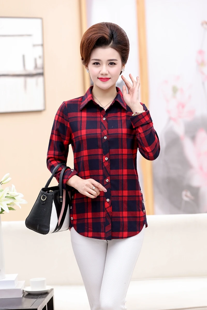 Middle-aged Mother's 2020 Women's Clothes Spring and Autumn Pure Cotton Long-sleeved Chequered Shirt
Middle-aged Mother's 2020 Women's Clothes Spring and Autumn Pure Cotton Long-sleeved Chequered Shirt