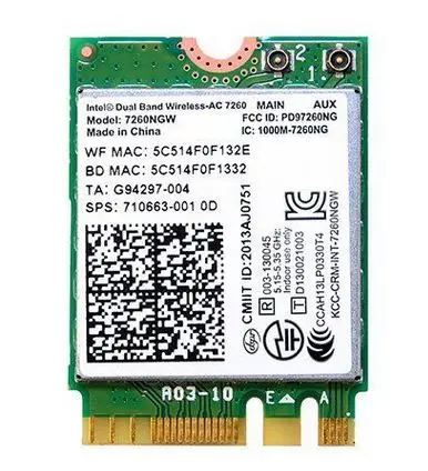 Для двухдиапазонной беспроводной-AC 7260NGW 7260NGWAC 7260AC NGFF Pcie беспроводной Bluetooth Card 867Mbps для HP 810 G2 710663-001
Для двухдиапазонной беспроводной-AC 7260NGW 7260NGWAC 7260AC NGFF Pcie беспроводной Bluetooth Card 867Mbps для HP 810 G2 710663-001