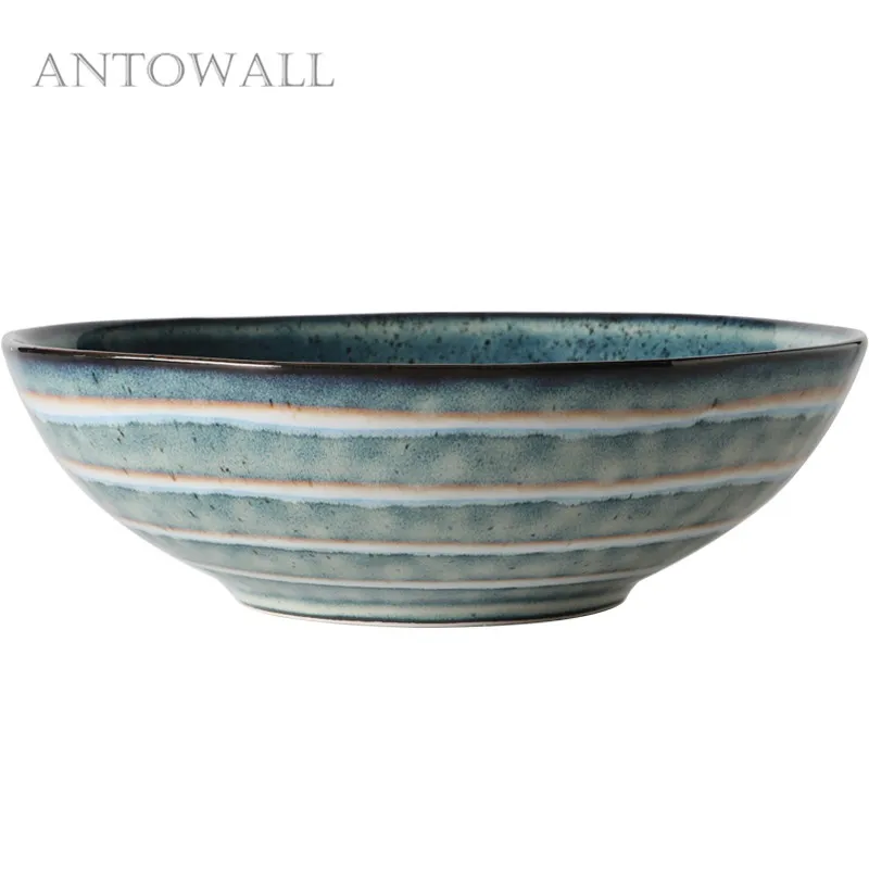 ANTOWALL Japanese dinnerware household instant noodle bowl eating ceramic bowl soup bowl blue white stripes
ANTOWALL Japanese dinnerware household instant noodle bowl eating ceramic bowl soup bowl blue white stripes