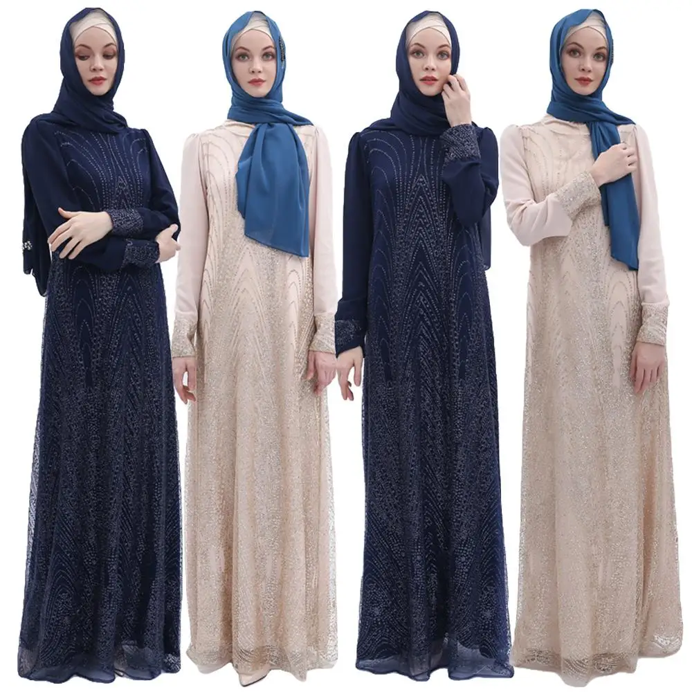 

Muslim Women Dress Abaya Dubai Robe Mesh Stamping Kaftan Jilbab Party Islamic Clothing Arab Long Sleeve Gown Dress Turkish New