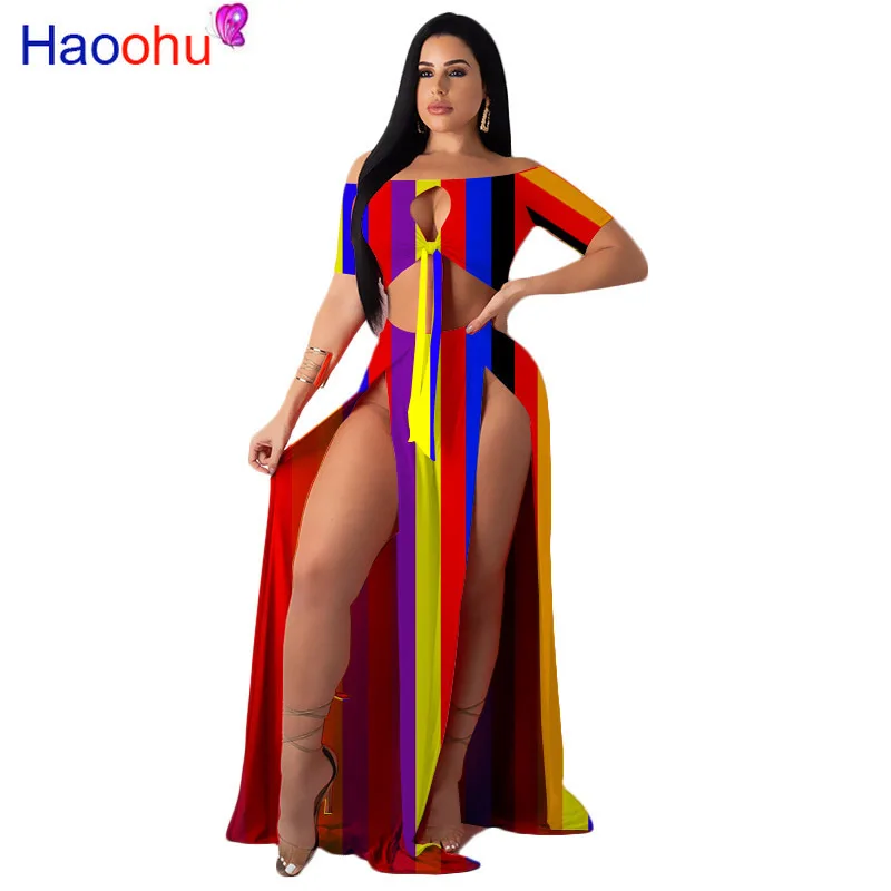 HAOOHU Rainbow Tie Dye Sexy Two Piece Set Women Festival Clothing Crop Top and High Slit Maxi Skirt Summer 2 Piece Club Outfits
HAOOHU Rainbow Tie Dye Sexy Two Piece Set Women Festival Clothing Crop Top and High Slit Maxi Skirt Summer 2 Piece Club Outfits