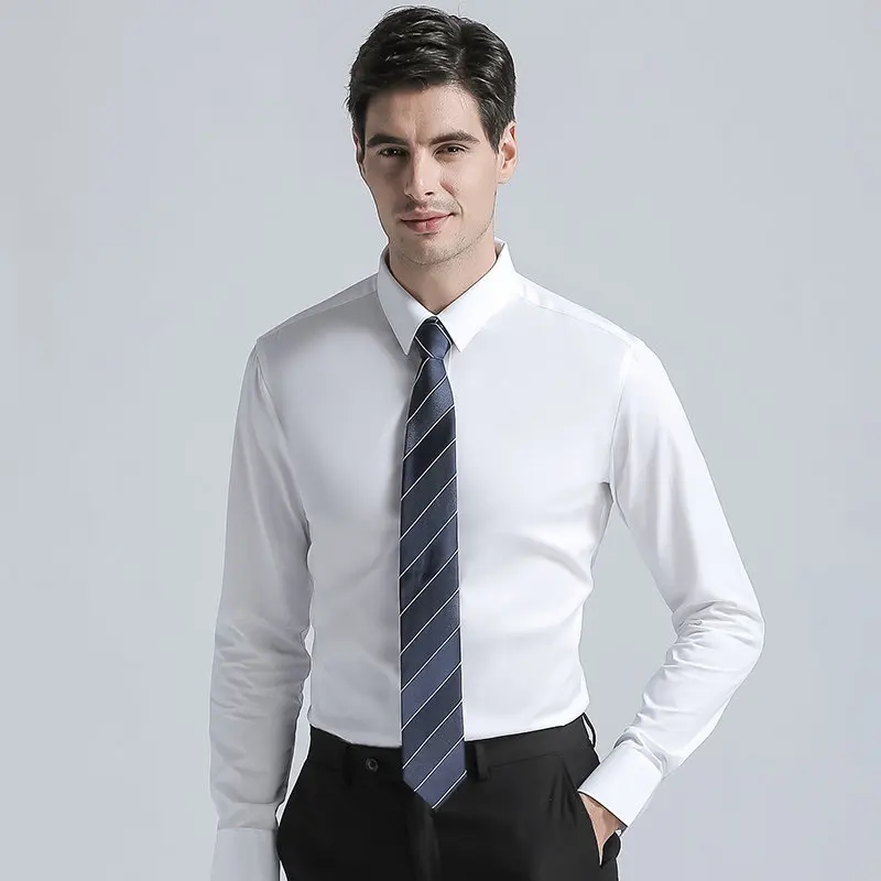 High Quality Cotton Blend Shirts Brands New Regular Fit Shirts Fashion Solid Color Long Sleeve Business Suits Shirts White
High Quality Cotton Blend Shirts Brands New Regular Fit Shirts Fashion Solid Color Long Sleeve Business Suits Shirts White