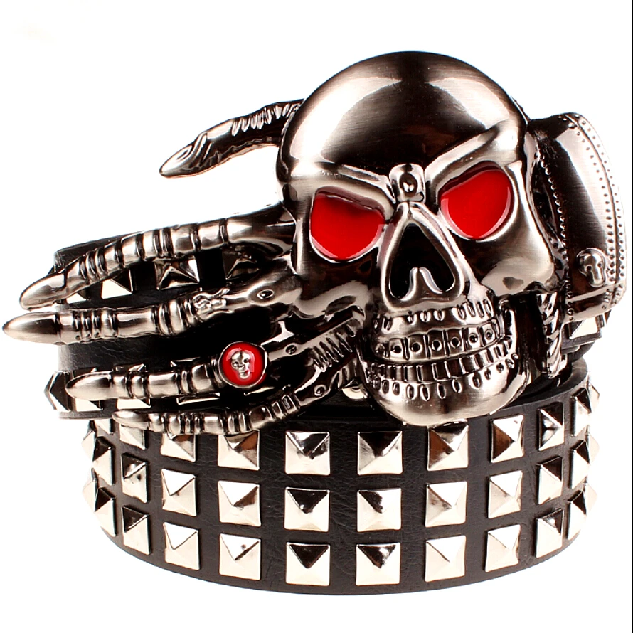 Full big rivet belt skull ghost hand god's metal buckle belts devil eyes bone ghost claw belt punk rock style show girdle men
Full big rivet belt skull ghost hand god's metal buckle belts devil eyes bone ghost claw belt punk rock style show girdle men