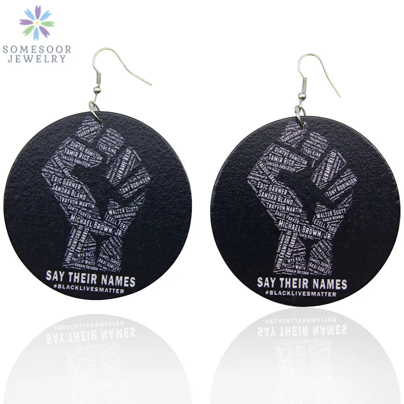 SOMESOOR #Black Lives Matter African Wood Earrings Printed Power Fist Afro Leader's Name Photos African Jewelry For Women
SOMESOOR #Black Lives Matter African Wood Earrings Printed Power Fist Afro Leader's Name Photos African Jewelry For Women