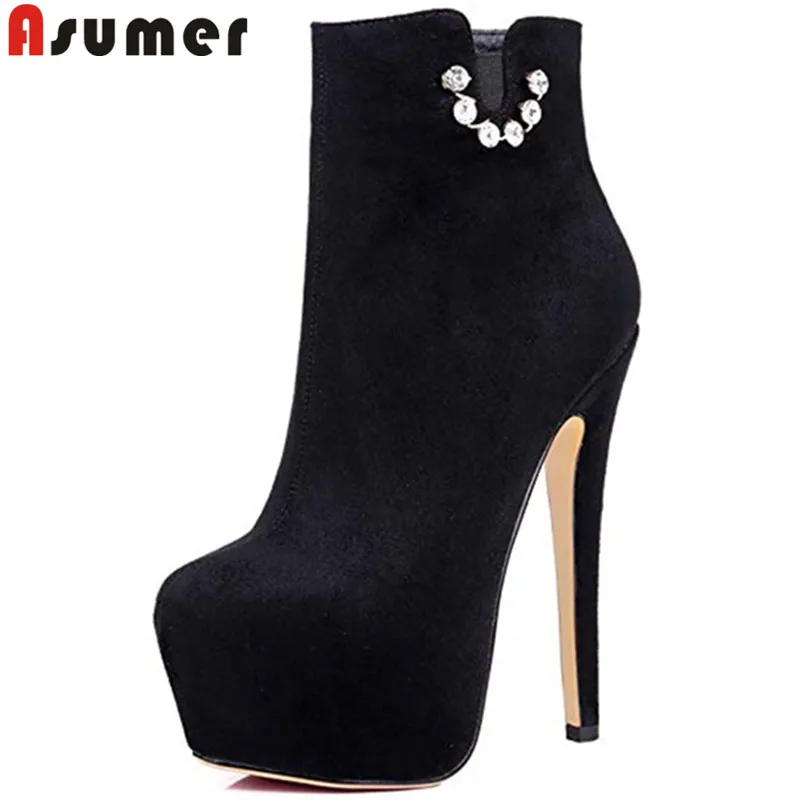 ASUMER Large size 35-45 fashion ankle boots for women round toe super high heels shoes woman platform prom autumn winter boots
ASUMER Large size 35-45 fashion ankle boots for women round toe super high heels shoes woman platform prom autumn winter boots