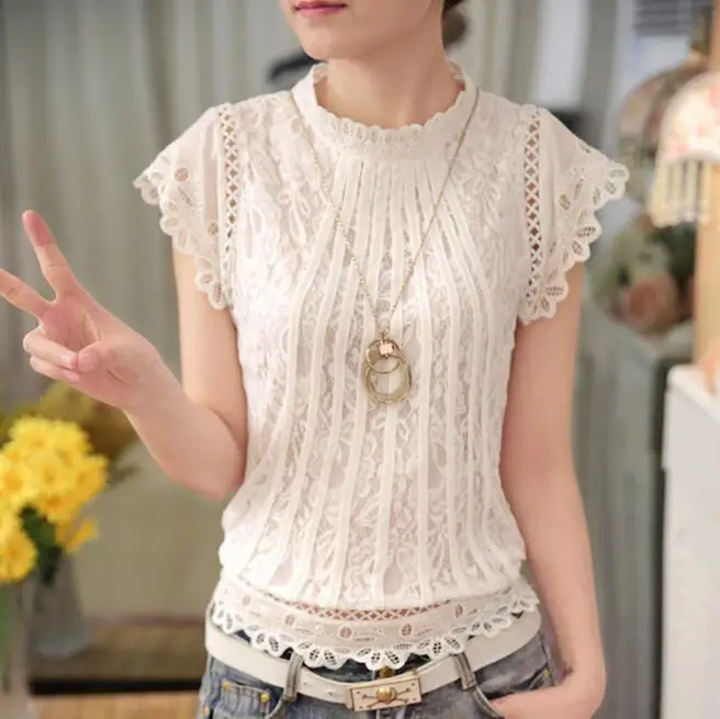 2016 Summer New Women Short Sleeve Casual Lace Blouse Shirts Sexy Lace Floral White Chiffon Tops Blusas Shirt
2016 Summer New Women Short Sleeve Casual Lace Blouse Shirts Sexy Lace Floral White Chiffon Tops Blusas Shirt