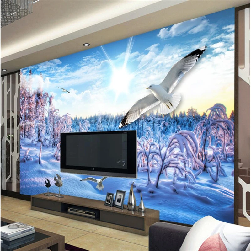 Фото 3D обои beibehang любого размера с изображением голубого неба и белых снежных пейзажей