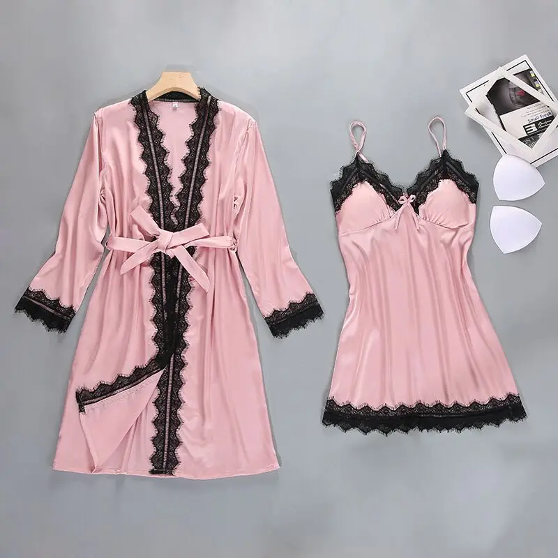 Sexy Lace Silk Women Robe & Gown Set Satin Sleep Dress+Bathrobe Two Piece Robe Suit Bridesmaid Wedding Sleepwear Femme Homewear
Sexy Lace Silk Women Robe & Gown Set Satin Sleep Dress+Bathrobe Two Piece Robe Suit Bridesmaid Wedding Sleepwear Femme Homewear