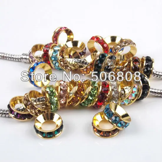 10mm Gold color with Pave Crystal Rhinestone Rondelle Spacer Loose Beads European Bracelet Big Hole Beads Jewelry Findings
10mm Gold color with Pave Crystal Rhinestone Rondelle Spacer Loose Beads European Bracelet Big Hole Beads Jewelry Findings