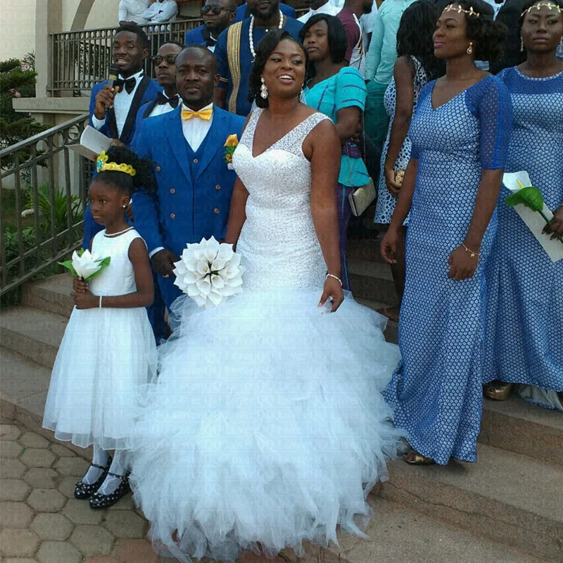 2019 The Latest Amazing Ruffles African Mermaid Wedding Dresses Stunning V-neck Wedding Gowns
2019 The Latest Amazing Ruffles African Mermaid Wedding Dresses Stunning V-neck Wedding Gowns