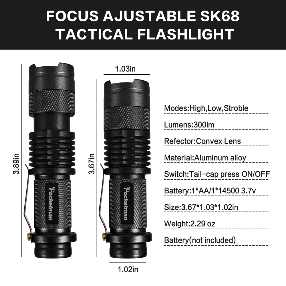 5 x LED flashlight Mini Zoomable Torch Black Tactical Flashlight with 3 Modes Portable for Repairing Camping | Лампы и освещение