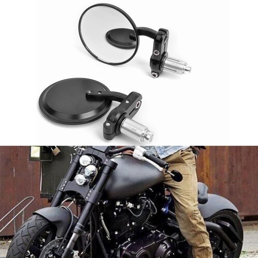 Зеркало Черное круглое для мотоцикла с ЧПУ 3 дюйма 7/8 дюйма|handle bar end mirrors|bar mirrormirror