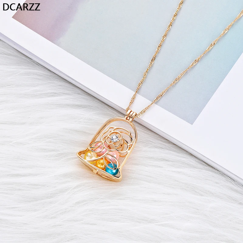 Beauty Necklace Enchanted Rose in Terrarium Locket Pendant with Gold Chain Necklaces Pearls Cage Jewelry Wholesale
Beauty Necklace Enchanted Rose in Terrarium Locket Pendant with Gold Chain Necklaces Pearls Cage Jewelry Wholesale