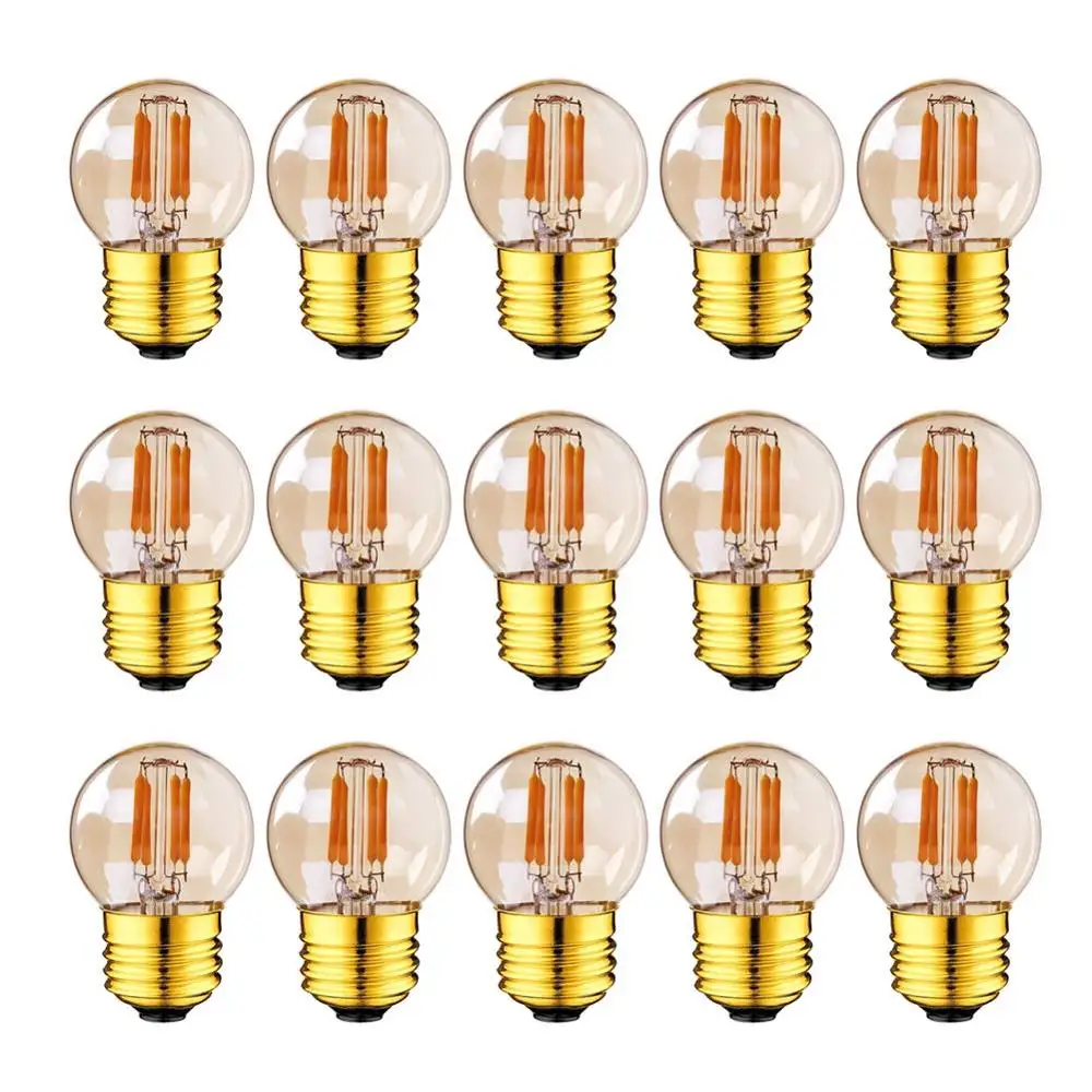 E27 LED Filament G40 2W Replacement Bulb for Outdoor Garden String Lights 15 Bulbs Warm White 2200K Equivalent 20W Incandescent
E27 LED Filament G40 2W Replacement Bulb for Outdoor Garden String Lights 15 Bulbs Warm White 2200K Equivalent 20W Incandescent