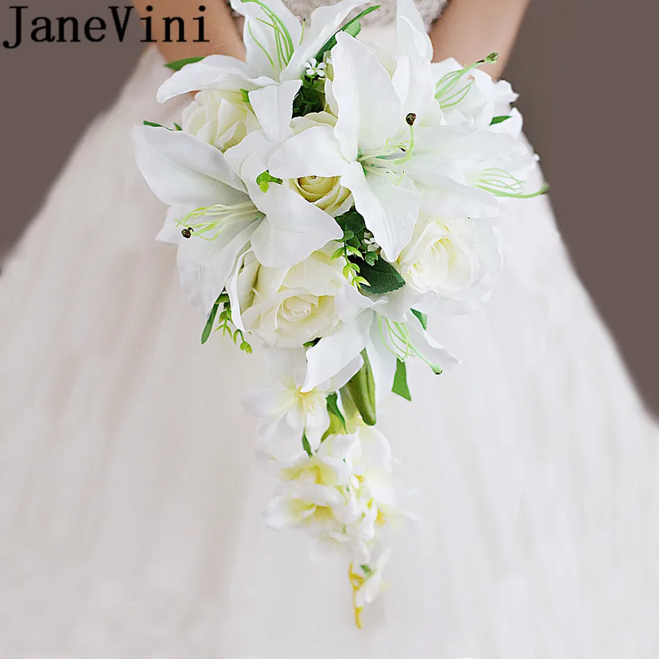 JaneVini 2018 Waterfall Wedding Bouquet Flowers Artificial Lily Bridal Bouquets Sposa Bride Groom Brooch Boeket Zijde Bloemen
JaneVini 2018 Waterfall Wedding Bouquet Flowers Artificial Lily Bridal Bouquets Sposa Bride Groom Brooch Boeket Zijde Bloemen