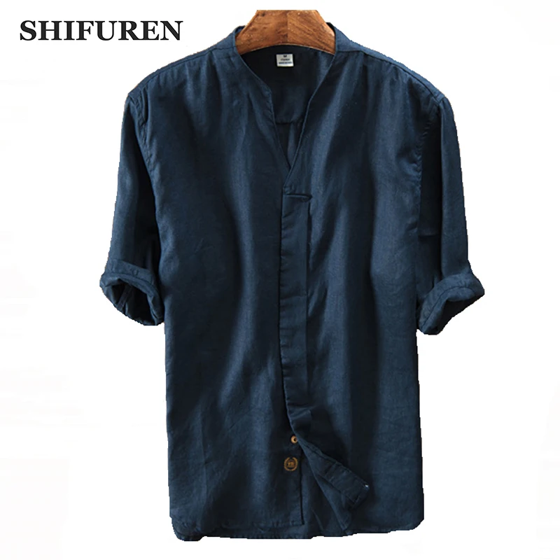 SHIFUREN Causal Men Linen Shirts Covered Button Three Quater Sleeve Length Male Chinese Traditional Shirts Plus Size M-XXXL
SHIFUREN Causal Men Linen Shirts Covered Button Three Quater Sleeve Length Male Chinese Traditional Shirts Plus Size M-XXXL