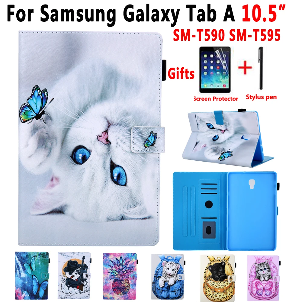 Чехол для Samsung Galaxy Tab A 10 5 2018 SM T590 T595 окрашенный Кот умный мягкий ударопрочный чехол