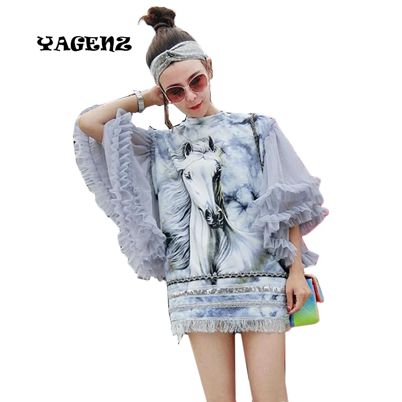 2018 New Spring Summer Women Casual Long Blouses Ladies Horse Print Tops Petal Ruffles Sleeve Streetwear Animal Female Blousa
2018 New Spring Summer Women Casual Long Blouses Ladies Horse Print Tops Petal Ruffles Sleeve Streetwear Animal Female Blousa