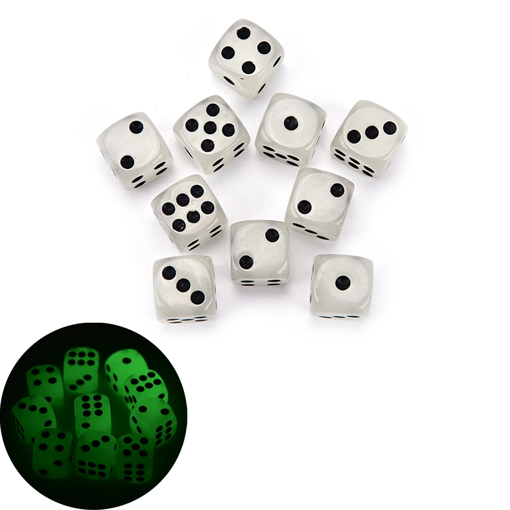 10Pcs/lot Noctilucent Dice Cubes 6 Side 14mm luminous dices Toy Fun Board Game Night Bar Entertainment Game Dice
10Pcs/lot Noctilucent Dice Cubes 6 Side 14mm luminous dices Toy Fun Board Game Night Bar Entertainment Game Dice