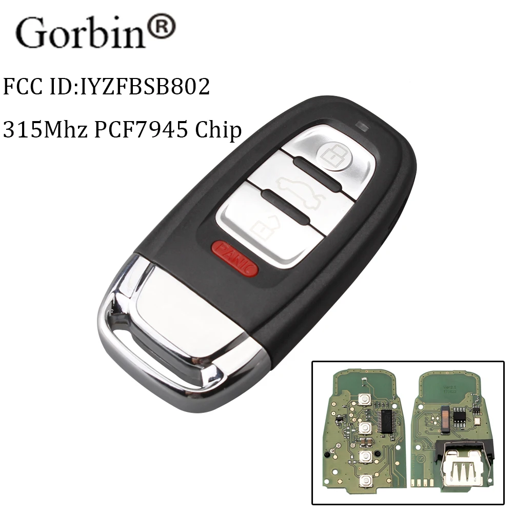 GORBIN 3 + 1 кнопочный дистанционный смарт ключ брелок для AUDI IYZFBSB802 315 МГц Audi A3 A4 A5 A6 A8