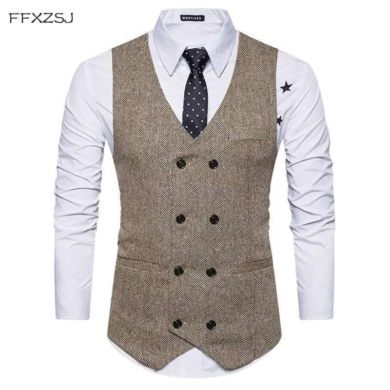 Fashion Double Breasted Woolen Suit Vest Men 2018 Spring New Sleeveless Wool Vest Waistcoat Mens Slim Fit Wedding Business Vests
Fashion Double Breasted Woolen Suit Vest Men 2018 Spring New Sleeveless Wool Vest Waistcoat Mens Slim Fit Wedding Business Vests