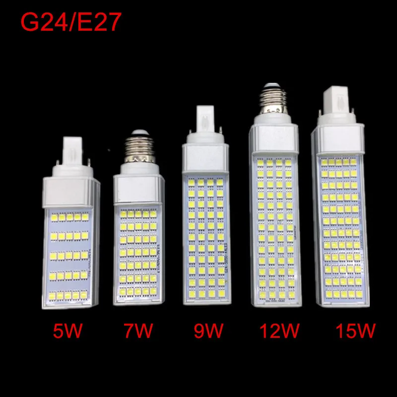 

LED Bulbs 5W 7W 9W 12W 15W E27 G24 LED Corn Bulb Lamp Light SMD 5050 Spotlight 180 Degree AC85-265V Horizontal Plug Light