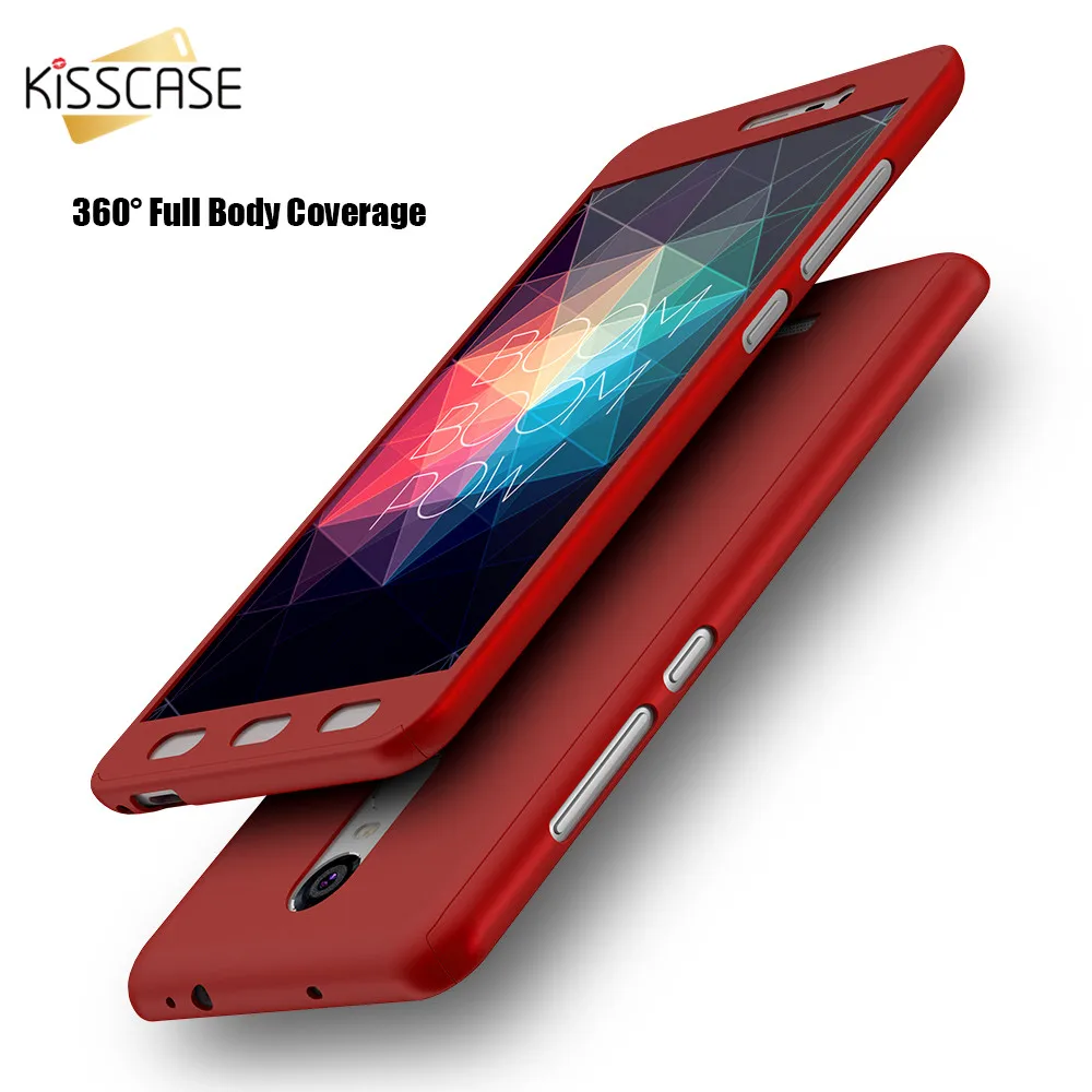 KISSCASE 360 чехлы для телефонов с полным корпусом Redmi Note 4X 4A жесткие ПК 3 4 3S защитным