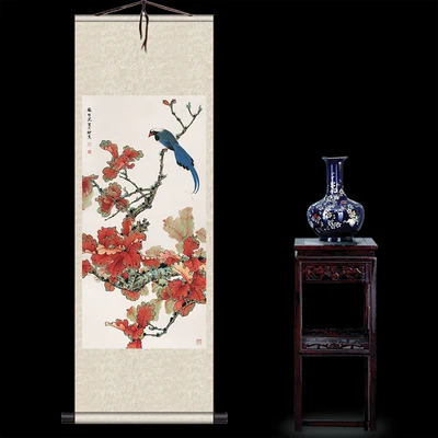 Safflower bird pictures archaize silk scroll painting living room decoration (white)
Safflower bird pictures archaize silk scroll painting living room decoration (white)