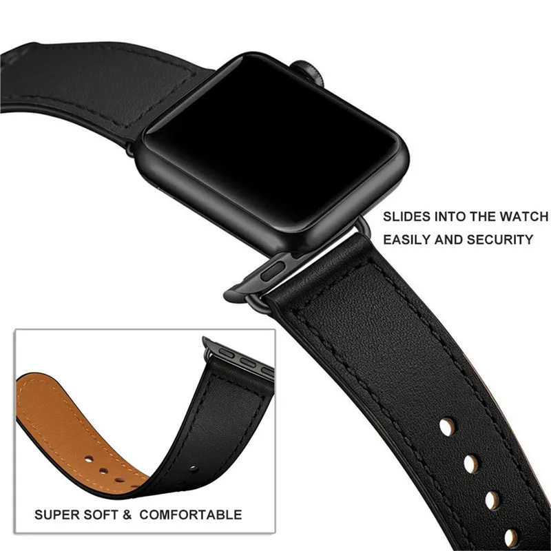 Ремешок из натуральной коровьей кожи для Apple watch Band 42 мм 38 series 4 3 2 1 браслет часов