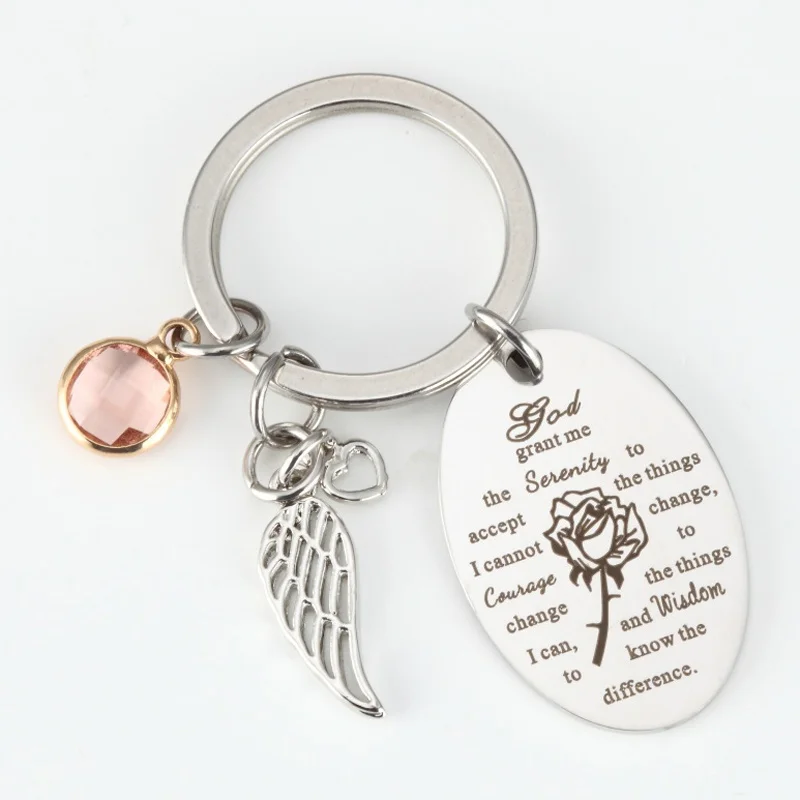 Inspirational Stainless Steel God Grant Me The Serenity To Accept Bible Verse Prayer Keychain Angel Wing Jewelry Gifts
Inspirational Stainless Steel God Grant Me The Serenity To Accept Bible Verse Prayer Keychain Angel Wing Jewelry Gifts