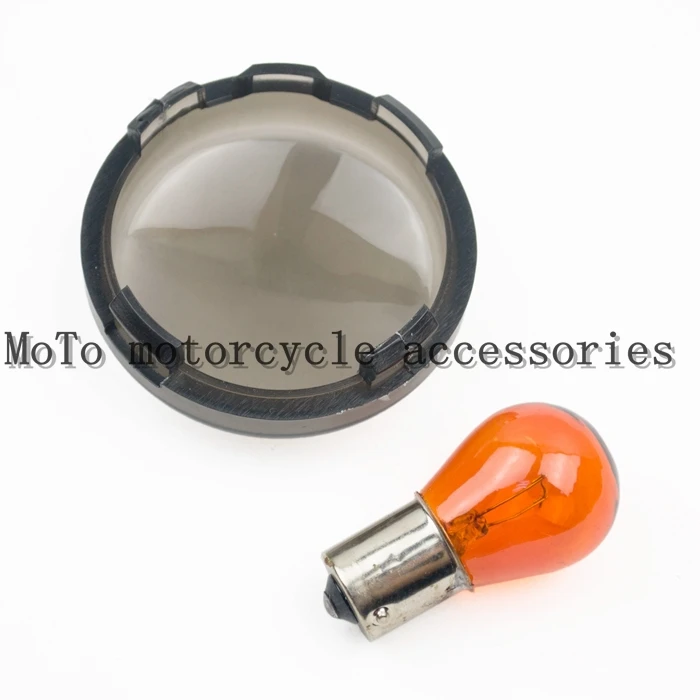 

4 X Turn Signals Light Smoke Lens Cover With Light Bulb For 1986-15 Harley Touring Dyna Softail Sportster 883 1200 XL