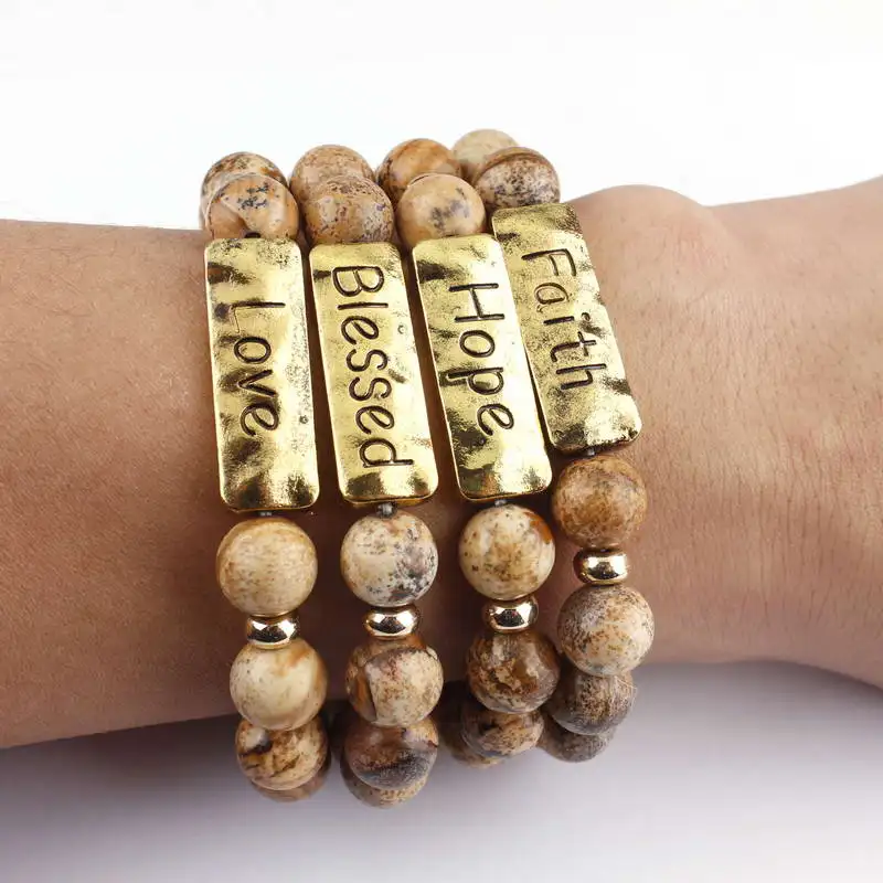2020 новые браслеты ZWPON с бусинами из натурального камня для женщин винтажный