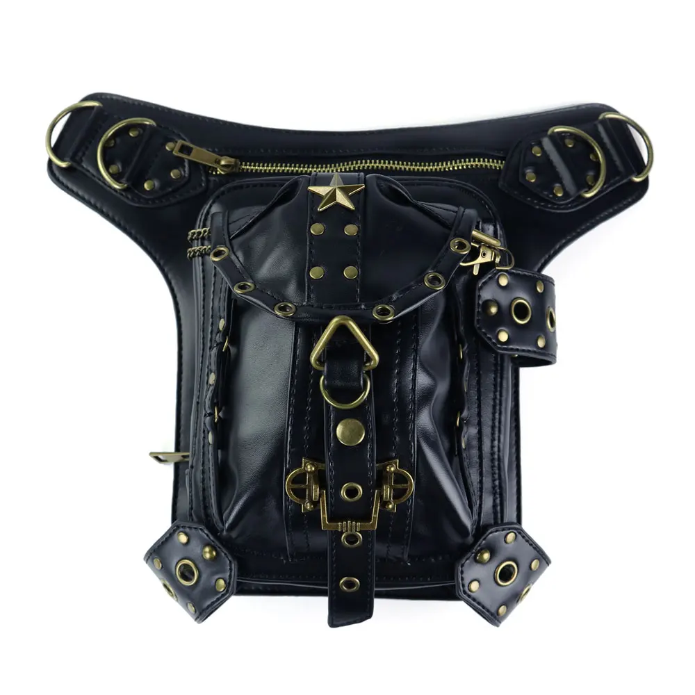 Waist Bags Steampunk Women Men Fanny Packs Punk Gothic Leather Shoulder Bags Black Fashion Travel Hip Hop Bags
Waist Bags Steampunk Women Men Fanny Packs Punk Gothic Leather Shoulder Bags Black Fashion Travel Hip Hop Bags