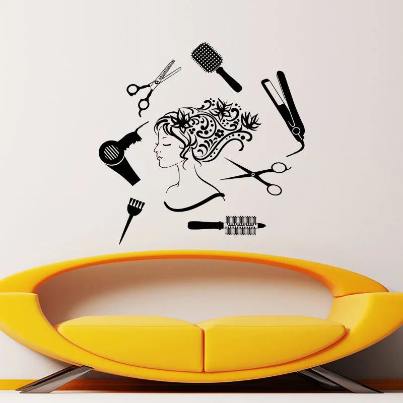 Hair Salon Wall Sticker Hair Dressing Tools Art Wall Decal Beautiful Girl Home Decor Mural Vinyl Decals New Arrival
Hair Salon Wall Sticker Hair Dressing Tools Art Wall Decal Beautiful Girl Home Decor Mural Vinyl Decals New Arrival