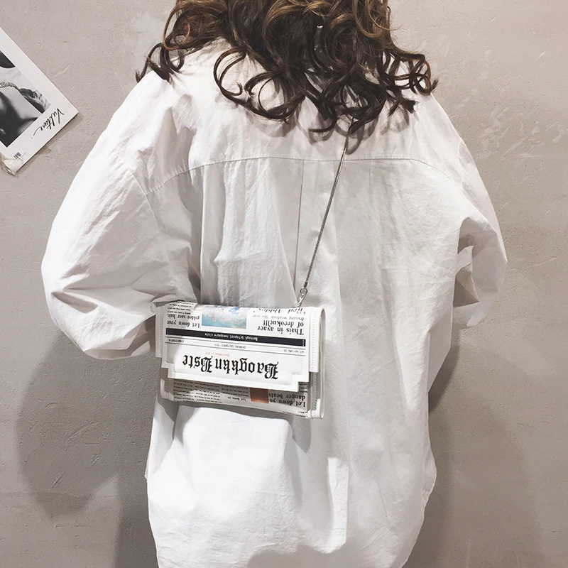 Fashion Newspaper Print Design Women Casual Envelope Bag Day Clutches Chain Purse Crossbody Messenger Bag Shoulder Bag Handbag
Fashion Newspaper Print Design Women Casual Envelope Bag Day Clutches Chain Purse Crossbody Messenger Bag Shoulder Bag Handbag
