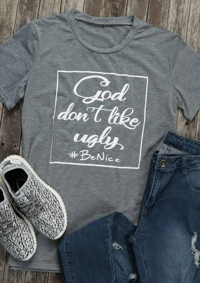 Women Unisex Tees Slogan 90s Girl Tops Camisetas Tumblr Graphic Cotton Goth Shirt God Don't Like Ugly Be Nice T-shirt Christian
Women Unisex Tees Slogan 90s Girl Tops Camisetas Tumblr Graphic Cotton Goth Shirt God Don't Like Ugly Be Nice T-shirt Christian