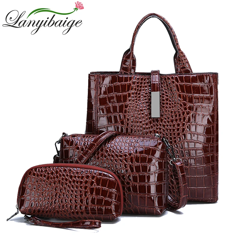 New Women HandBags Brand 3-piece Big Tote Bag Shoulder Bags Luxury Crocodile Pattern Leather Lady Messenger Bags With Wallet
New Women HandBags Brand 3-piece Big Tote Bag Shoulder Bags Luxury Crocodile Pattern Leather Lady Messenger Bags With Wallet