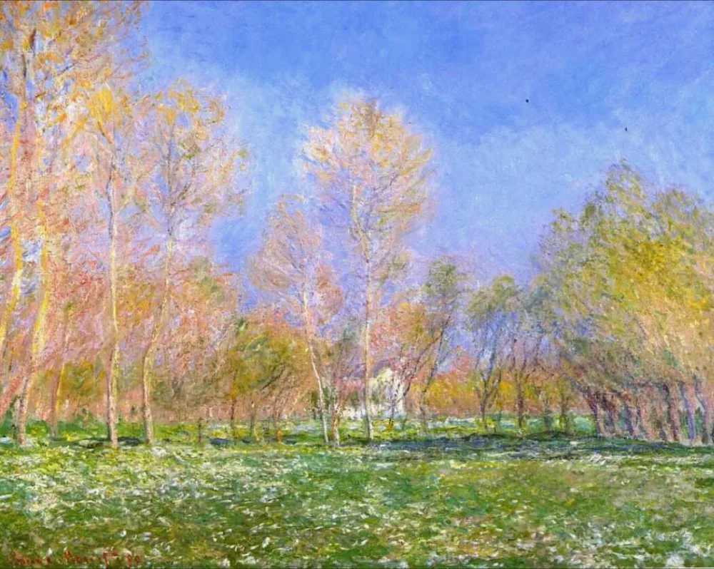 

High quality Oil painting Canvas Reproductions Springtime in Giverny (1890) By Claude Monet Painting hand painted