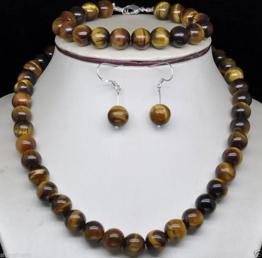 10mm Tiger eye Natural stone jewerly beads necklace &bracelet &earring Jewellery Set
10mm Tiger eye Natural stone jewerly beads necklace &bracelet &earring Jewellery Set