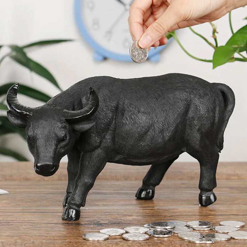 European resin piggy bank simulation crafts buffalo black cattle storage tank coin box home decoration accessories new year gift
European resin piggy bank simulation crafts buffalo black cattle storage tank coin box home decoration accessories new year gift