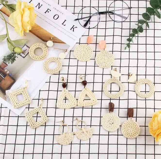 Free Fast Safe Best lady Handmade Earrings For Women Wooden Straw Weave Rattan Big Round Triangle Sector Square Wedding Trendy
Free Fast Safe Best lady Handmade Earrings For Women Wooden Straw Weave Rattan Big Round Triangle Sector Square Wedding Trendy