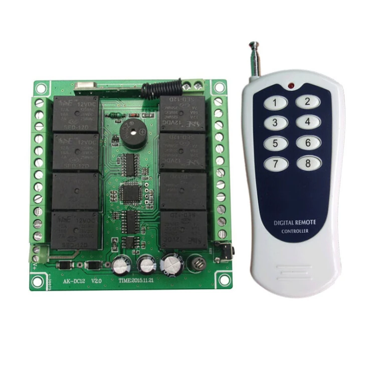 DC 12V 8 channel RF Wireless Remote Control system 1 Receiver +1 Transmitter Household multiplexing electric appliances
DC 12V 8 channel RF Wireless Remote Control system 1 Receiver +1 Transmitter Household multiplexing electric appliances