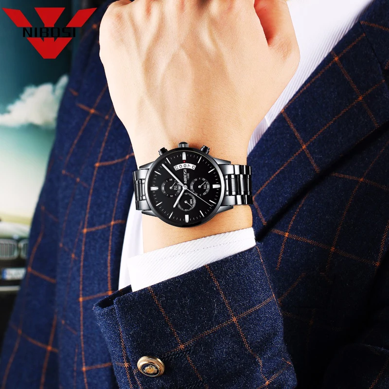 NIBOSI Mens Watches Top Brand Luxury Chronograph Watch Men Stainless Steel Quartz Watches Black Male Watches relogio masculino
NIBOSI Mens Watches Top Brand Luxury Chronograph Watch Men Stainless Steel Quartz Watches Black Male Watches relogio masculino