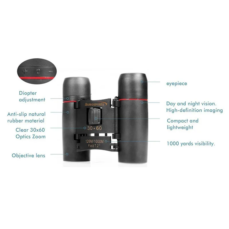 30x60 Folding Binoculars Telescope Low Light Night Vision Outdoor Camping Birding Travelling Sightseeing Hunting Adults Kids
30x60 Folding Binoculars Telescope Low Light Night Vision Outdoor Camping Birding Travelling Sightseeing Hunting Adults Kids