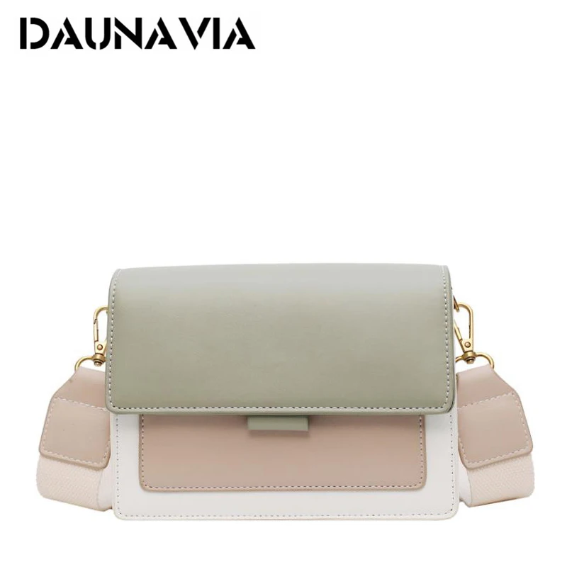 DAUNAVIA Leather Crossbody Bags For Women 2019 Green Chain Shoulder Messenger Bag Lady Travel Purses and Handbags Cross Body | Багаж и