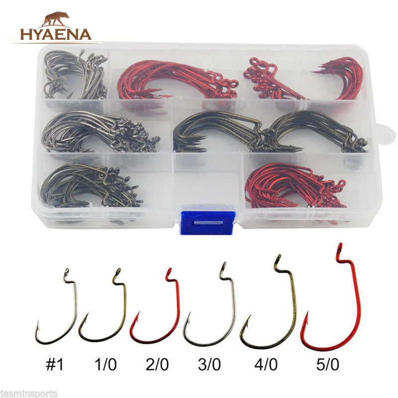 Hyaena 150pcs 7316 High Carbon Steel Fishing Hooks Offset Jig 2X Worm Big Fishing Hook Set With Box Size 1 1/0 2/0 3/0 4/0 5/0
Hyaena 150pcs 7316 High Carbon Steel Fishing Hooks Offset Jig 2X Worm Big Fishing Hook Set With Box Size 1 1/0 2/0 3/0 4/0 5/0
