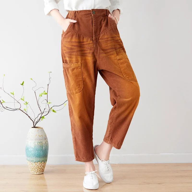 Woman Retro Simple Casual Pants Corduroy Washed Old Harlan Large Size Straight Fashion Trousers
Woman Retro Simple Casual Pants Corduroy Washed Old Harlan Large Size Straight Fashion Trousers